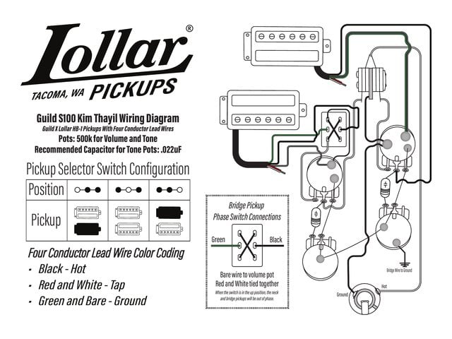 Guild S100 Kim Thayil Guild X Lollar HB-1 phase switch wiring diagram