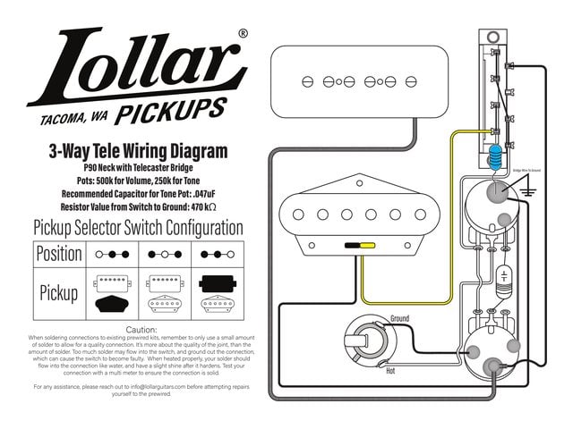 HS Telecaster 3-Way P-90 neck wiring diagram