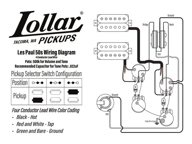 Les Paul '50s 4-conductor wiring diagram