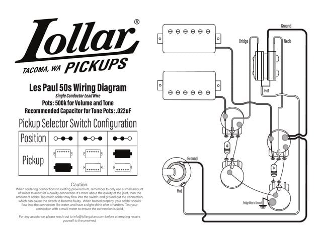 Les Paul '50s Single-conductor wiring diagram